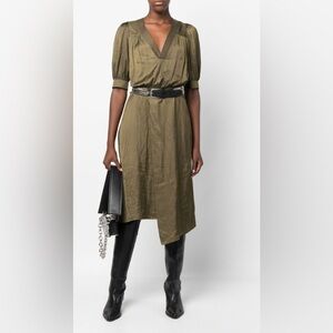 NWT Zadig & Voltaire - Ralia Asymmetric-Hem Satin Midi Dress, Size XS